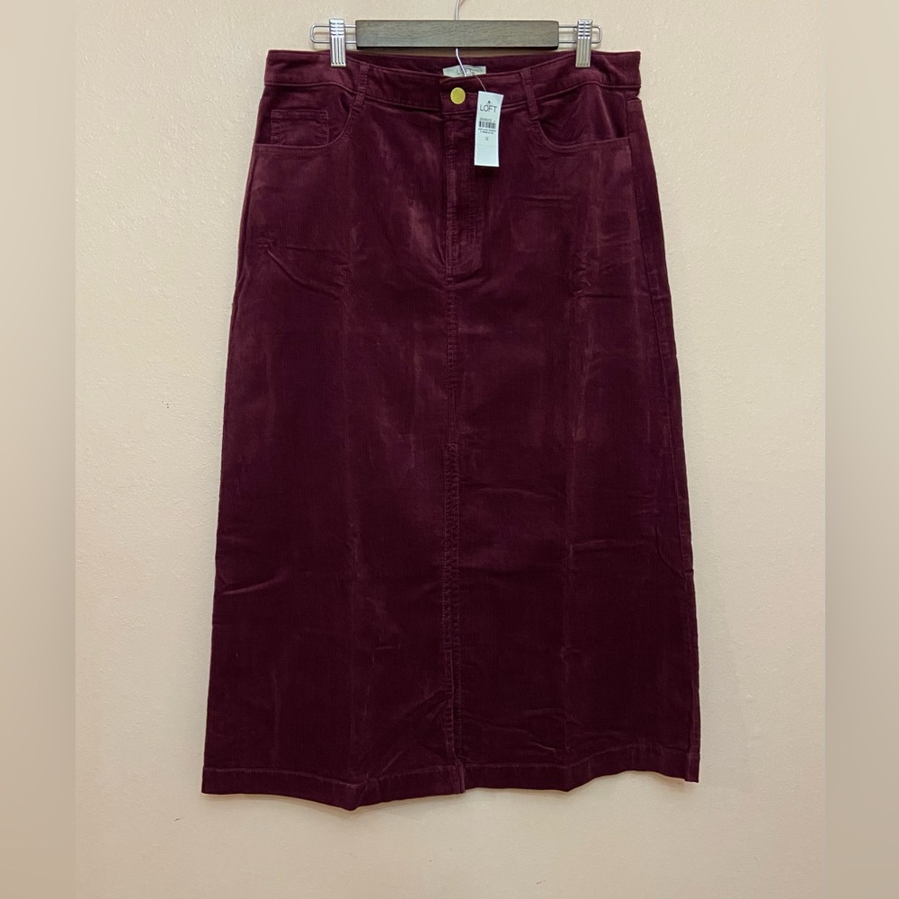 LOFT Brushed Corduroy Midi Skirt